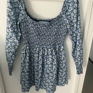 Floral Blue Smocked Dress